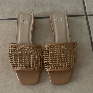 Rattan heel sandals
